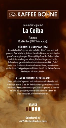 Kolumbien Kaffee - Supremo "La Ceiba"